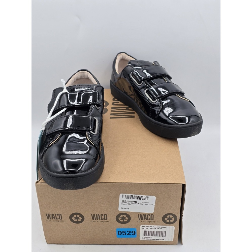 NEW Revitalign Orthotic Black Solid Sneakers Malibu Bella Patent Sz 7 W Wide